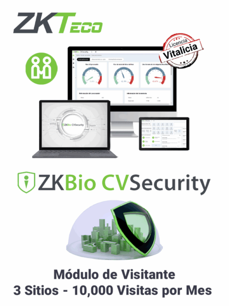 Licencia De Control De Acceso Zkteco Zkbiocv-Vis-P3-1W/Para Gestion De Visitas En Biocvsecurity/10000 Visitas Por Mes/3 Sitios De Registro/Vitalicia