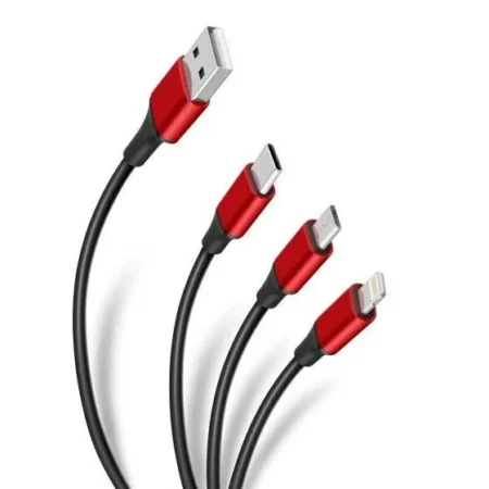 Cable USB 3 En 1 Negro 2.1A Blackpcs Cablmutm-2 De 1 Metro