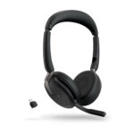 Diadema Audifonos Binaural C/Microfono Inalambricos Jabra Evolve2 65 Flex Link380C Ms Estereo/Bluetooth/USB-C/Color Negro/26699-999-899