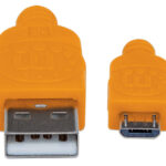 Cable USB V2.0 A-Micro B Alta Velocidad C/Recubrimiento Textil 1M Manhattan 394024 Azul/Naranja