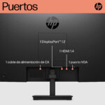 Monitor 23.8" HP P24 G5 LCD/Pantalla Plana/Panel IPS/HDMI/VGA/DP/Color Negro/64X66Aa