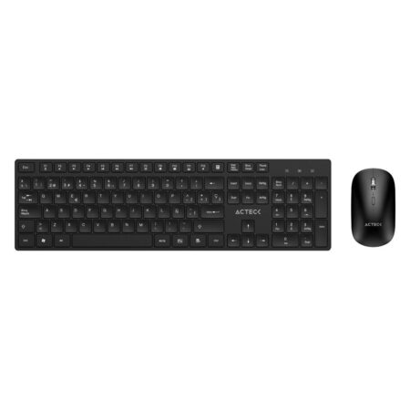 Kit Teclado Y Mouse Inalambrico Acteck Mk555/Bluetooth/Ergonomico/Español/1600Dpi/4 Botones/Optico/Negro/AC-943482