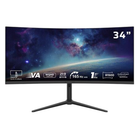 Monitor 34″ Balam Rush Cosmos Arcus Mca34X LED/Curvo/VA/HDMI/DP/3440X1440/1Ms/165Hz/Negro/Br-944137