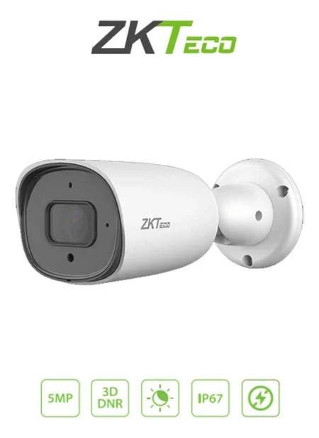 Camara IP Bullet Zkteco Bs-855P12C-S7-C-Mi/Full Color 5Mpx/Lente 3.6Mm/H.265/Ir 20M/Deteccion Facial/Microfono Integrado/Carcasa Metalica/PoE/IP67/P2P/Onvif Profile