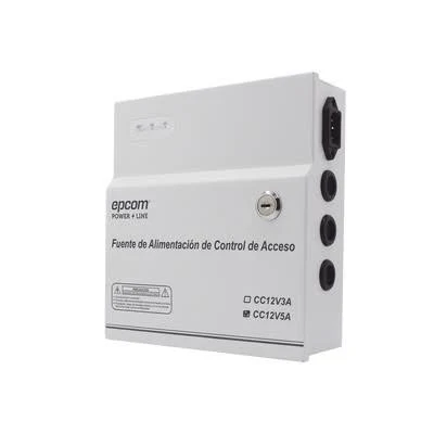 Fuente De Alimentacion Epcom Powerline/1 Salida 11-15Vcc/5A/Temporizador Integrado/Con Capacidad De Bateria De Respaldo/Requiere Bateria/Aplicaciones En Sistemas De Control De Acceso/AC-Ps-T12-05