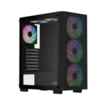 Gabinete Aerocool B509A Flow/Mid Tower/Ventana Cristal Templado/Fuente ATX/4 Ventiladores Instalados/Rgb/Color Negro/ATX/Micro ATX/Mini-Itx/4711530962466