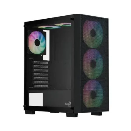 Gabinete Aerocool B509A Flow/Mid Tower/Ventana Cristal Templado/Fuente ATX/4 Ventiladores Instalados/Rgb/Color Negro/ATX/Micro ATX/Mini-Itx/4711530962466