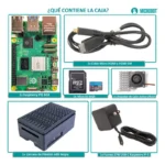 Kit Raspberry Pi 5/8Gb RAM/Fuente/Case/Ventilador/HDMI/SD 64Gb/Color Blanco