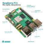 Kit Raspberry Pi 5/8Gb RAM/Fuente/Case/Ventilador/HDMI/SD 64Gb/Color Blanco