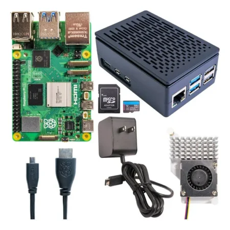 Kit Raspberry Pi 5/8Gb RAM/Fuente/Case/Ventilador/HDMI/SD 64Gb/Color Blanco