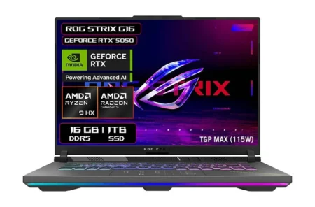 Laptop ASUS Rog Strix G16 G614 16″/AMD Ryzen 9-9955Hx/2Tb RAM/32Gb SSD/HDMI/USB/Nvidia Geforce Rtx 5060/Windows 11 Home/Color Gris/90Nr0L17-M00010-32Gb-2Tb