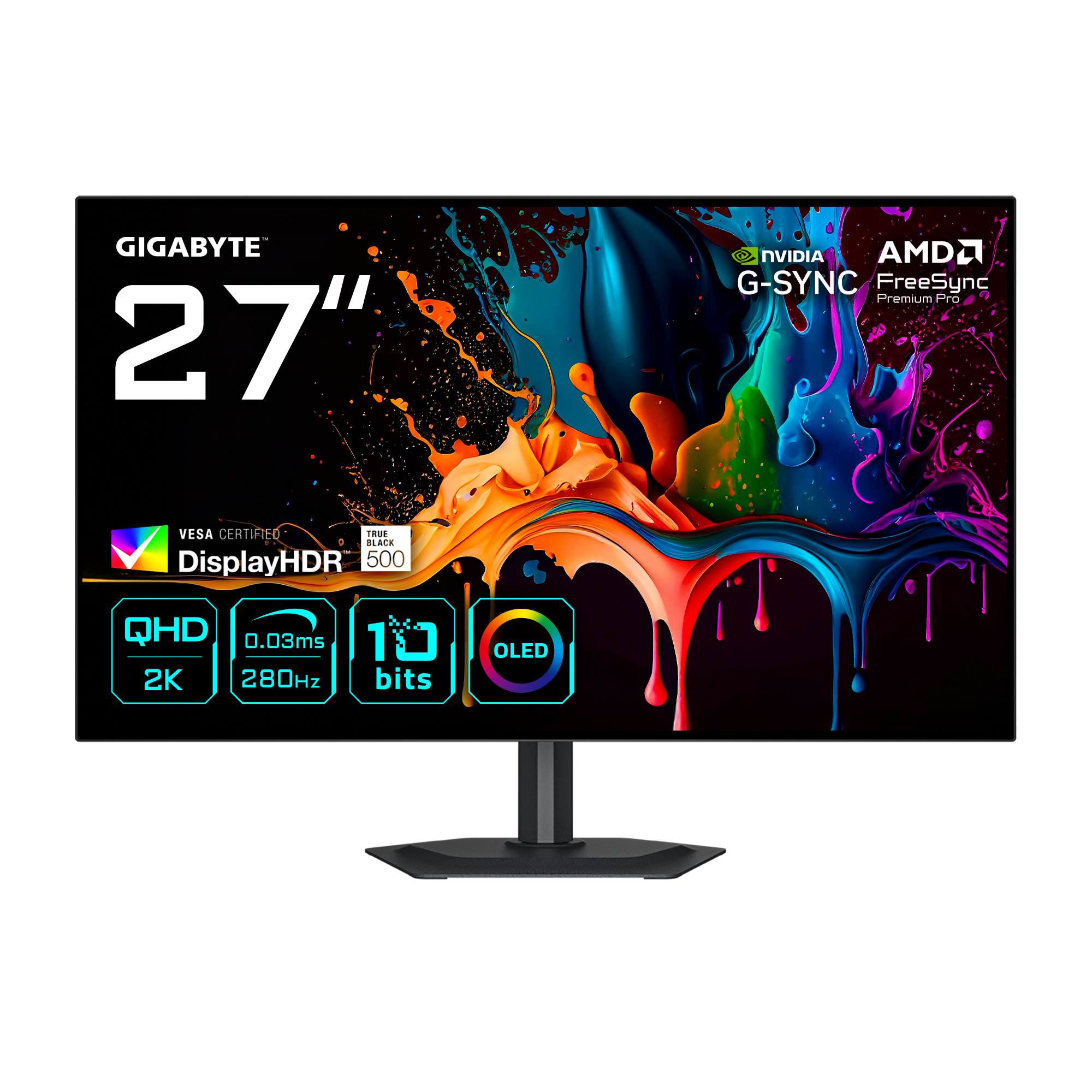 MONITOR GAMER 27" GIGABYTE MO27Q28G/OLED/PANTALLA PLANA/PANEL WOLED/HDMI/DP/COLOR NEGRO
