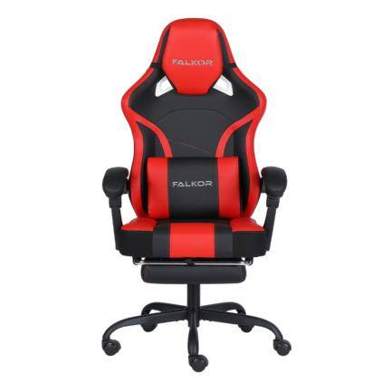 Silla Gamer Nextep Falkor/Rojo-Negro/Hasta 120Kg/De Piel Sintetica/Ergonomica/Con Reposa Pies/Ne-463R