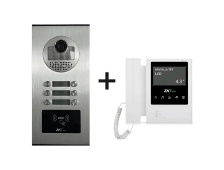 Paquete De Videoportero Zkteco Ve06A01Paq7P/Para 6 Departamentos Ve06A01/1 Monitor Vdpib3 De 7″