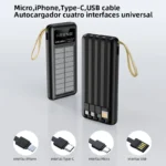 Power Bank Keluona Pw0001 10000Mah/Lightning USB-C/4 Cables Integrados/5V/Negro