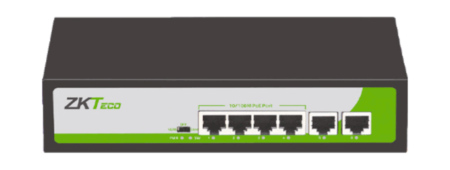 Switch Zkteco Pe042-55-C/4 Puertos Fast Ethernet PoE Af-At/2 Puertos RJ45 10/100/No Administrable/Soporta Hasta 250M Sobre Utp Cat6/Proteccion Contra Descargas