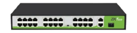 Switch Zkteco Pe242-300-C/24 Puertos Fast Ethernet PoE/Estandar Af-At/2 Puertos RJ45 10/100/1000M/1 Puerto Sfpx1000/No Administrable/PoE+ Hasta 30W Por Puerto/250M Sobre Utp Cat6