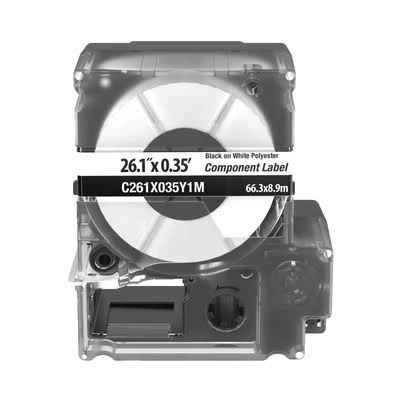Casete De Etiquetas De Vinilo De Cinta Continua Panduit T050X000Vpm-Bk/Color Negro Sobre Blanco/12Mm De Ancho X 7M De Largo/Uso Interior/Exterior