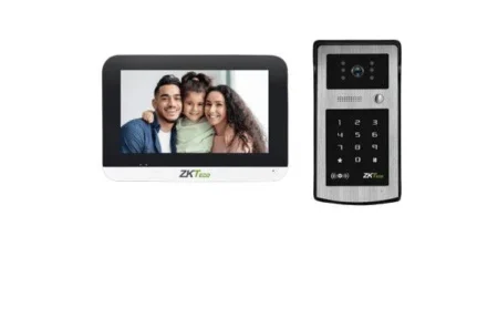 Kit De Videoportero IP Zkteco Vk07-B53L Kit/Monitor Color De 7″/Frente De Calle IP55/Camara 1080P/PoE/Apertura Con Tarjetas Id 125Khz/Contraseña/Excelente Vision Nocturna