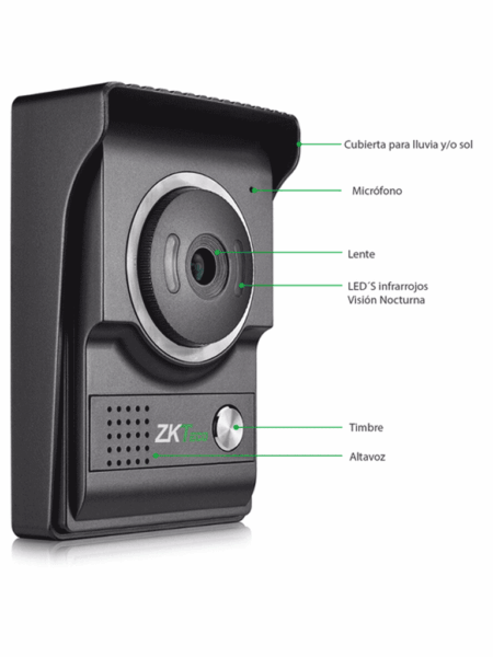 Kit De Videoportero Analogico Zkteco Vdpo4-B4 Kit/Monitor De 4.3″/ Frente De Calle Con Camara De 1Mp/Angulo De Vision 80°/Conexion Hasta 4 Monitores