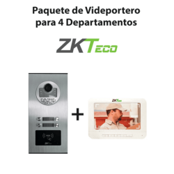 Paquete De Videoportero Zkteco Ve04A01Paq7P/Para 4 Departamentos Ve04A01/1 Monitor Vdpib3 De 7″