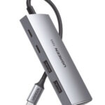 Hub USB-C 4 En 1 Ugreen 30758/2 Puertos USB-C/2 Puertos USB-A/Admite Otg/Carcasa De Aluminio/Nylon Trenzado