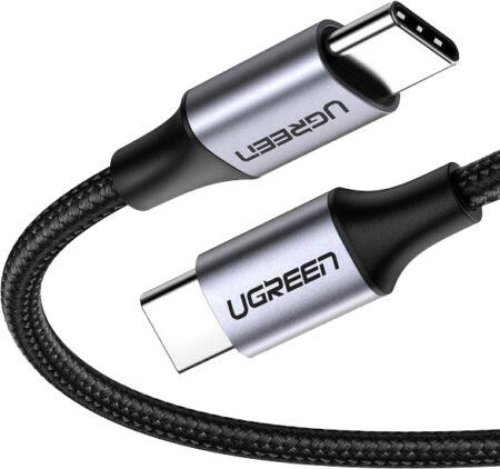 Cable USB-C A USB-C Ugreen 50150 Macho-Macho/1M/480Mbps/60W/Nylon Trenzado/Color Negro