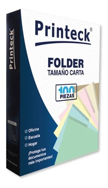 Folder Printeck Carta Color Crema C/100 8-040-1 Dimensiones 29.3 Cm De Largo X24 Cm De Ancho 4.5 De Grosor Capacidad Para 50 Hojas