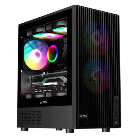 Gabinete Acteck Zyron Gc606/Mini-Tower/Con Ventana/Sin Fuente/USB 2.0/3 Ventiladores Instalados/Frgb/Negro/Micro-ATX/AC-943819