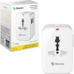 Adaptador Universal De Contactos Steren 905-127/Para Viaje/Con Cargador USB Doble/100-240V/Color Blanco