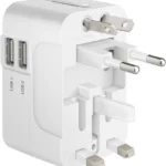 Adaptador Universal De Contactos Steren 905-127/Para Viaje/Con Cargador USB Doble/100-240V/Color Blanco