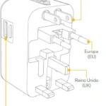 Adaptador Universal De Contactos Steren 905-127/Para Viaje/Con Cargador USB Doble/100-240V/Color Blanco