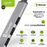 Hub USB V3.0 4 Puertos Conexión Tipo C - Color Plata, Brobotix 6008058