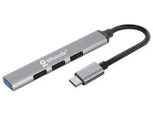 Hub USB V3.0 4 Puertos Conexión Tipo C – Color Plata, Brobotix 6008058