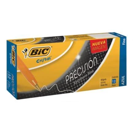 Caja C/12 Piezas Bic 928495 Cristal Precision Punto Fino 0.8Mm/Color Azul