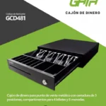 CAJON DE DINERO GHIA GCD583 5 BILLETES/8 MONEDAS PANEL FRONTAL PROTEGIDO CON MARCO METALICO NEGRO