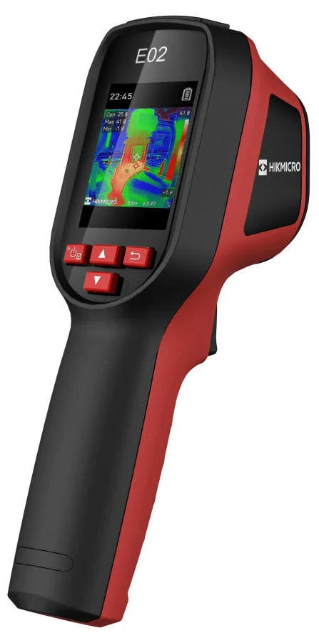 Camara Termografica Portatil Hikmicro Hm-E02/4Gb/IP54/Superir 240X240/Rango De -20°C A 400°C/2.4″ LCD/Fusion Termica-Visible/Bateria 8H