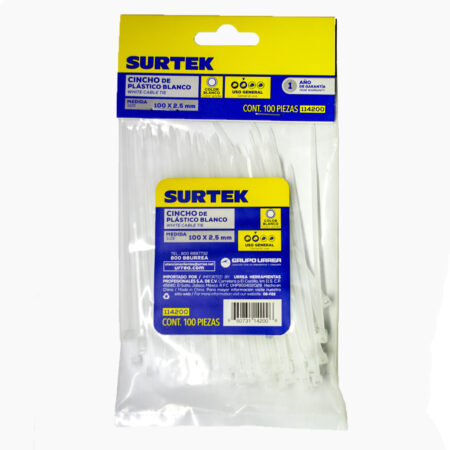 100 Piezas Cincho Plastico/9.6Cmx2.5Mm/Steren Ty23Bl/Blanco
