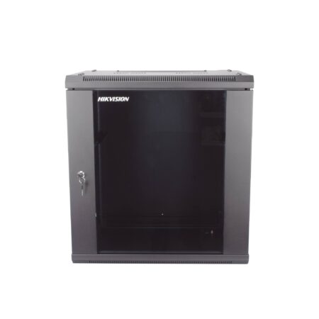 Gabinete Para Montaje En Pared – Piso Hikvision Ds-Xs6412-S/B Con Puerta De Cristal Templado/Cuerpo Fijo/12 Unidades De Rack/19″/Fabricado En Acero/Negro