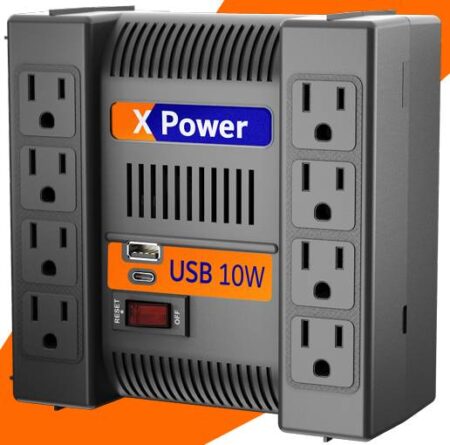 Regulador De Voltaje Complet Rplus 2000 VA / 1000W Contacto 8 Tipo Nema 5-15R – Supresor De Picos De Voltaje 504 J, P/N Erv-6-012, Clavija De Salida Nema 5