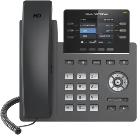 Telefono IP Grado Operador Grandstream Grp2613/3 Lineas Sip Con 6 Cuentas/Puertos Gigabit/PoE/Pantalla A Color 2.4″/Color Negro