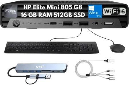 HP Elitedesk 805 G8 Desktop Mini Pc,AMD Ryzen 5 5600Ge (3.90 Ghz, Up To 4.40 Ghz, N/A) With AMD Radeon™ Graphics,512Gb M.2 PCIE NVMe 2280 Value 4X4 SSD,16Gb 3200Mt/S DDR4 (1X16Gb) Sodimm,USB,Wired USB Standard 125,Realtek Wi-Fi 6 8852Be (2X2) And Bluetooth® 5.3 Wireless Technology,No Wwan Module,No Discrete Graphics,Windows® 11 Pro Standard,1/1/1