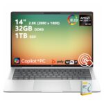 HP Elitebook X G1A AMD Ryzen Ai 9 375 Computadora Portátil 35.6 Cm (14") Pantalla Táctil 2.8K 32 Gb Lpddr5X-Sdram 1 Tb SSD Wi-Fi 7 (802.11Be) Windows 11 Pro Plata