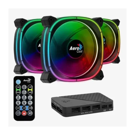 Kit De 3 Ventiladores Aerocool Astro 12 Pro Argb 3 Fans 12Cm+Controlador/Control Inalambrico, 4710562750164