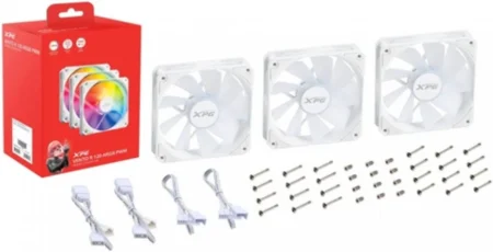 Kit De 3 Ventiladores Xpg Vento 120 Argb Pwm/3X120Mm/1850Rpm/Color Blanco/Vento120Argbpwm3C-Whcww