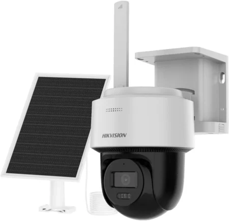 Kit Solar IP Pt All In One Hikvision Ds-2Cfsp4/4G/La/4Mpx/Lente 2.8Mm/Panel Solar/Bateria De Respaldo De Litio 9000Mah/Conexion 4G/Audio De Dos Vias/Dual Light/Ip66/Micro SD