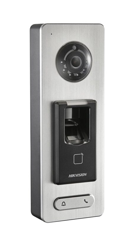 Lector Biometrico 2 En 1, Hikvision Ds-K1T501Sf, IP65 Con Funcion De Videoportero Y Lector Qr Incluida/ Llamada A App De Smartphone Hik-Connect P2P