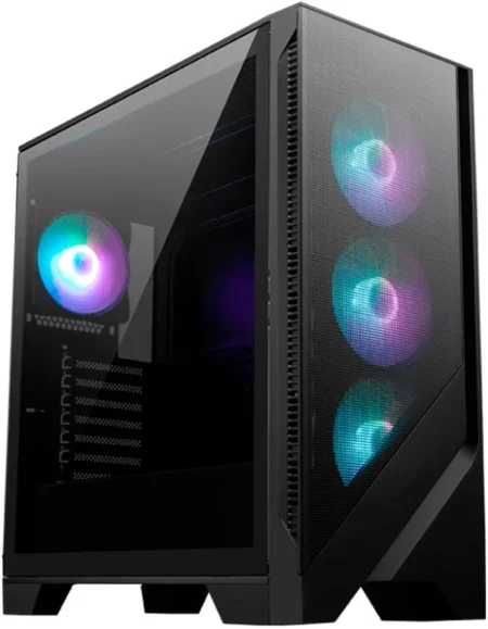 Gabinete MSI Mag Forge 321R Airflow/Midi-Tower/Con Ventana/Sin Fuente/USB 3.0/4 Ventiladores Instalados/Negro/ATX