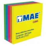 Notas Adhesivas Mae 21012 Cubo Neon 3X3"/5 Colores C/400 Hojas