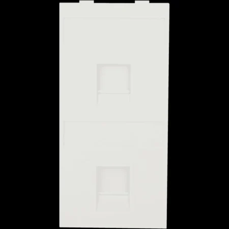 Placa Plana De Voz Y Datos Con Guardapolvo Para 2 RJ45 Simon Sm-Fp-2-Key/2 Puertos Para Jacks Keystone/Compatible Con Cajas De Pavimento Sm-Cpav-2 Y Sm-Cpav-4/Modelo S76B/9/Color Blanco